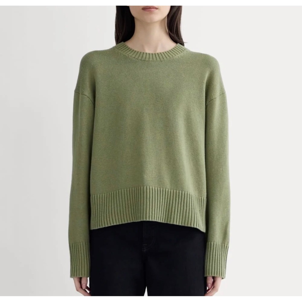 Everlane Womens The Boxy Sweater Everyday Cotton Sagebrush Crewneck Medium New